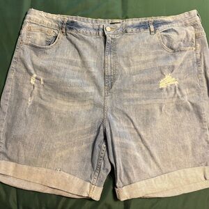 Light Blue Distressed Denim Shorts